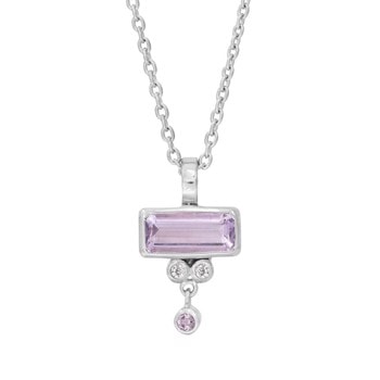 Sølv collier med pink ametyst & zirkoner - Rabinovich
